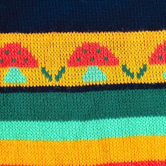 Amazingly Groovy 70s Vintage Mushroom Sweater Vest Small Retro Boho look - Picture 3 of 4